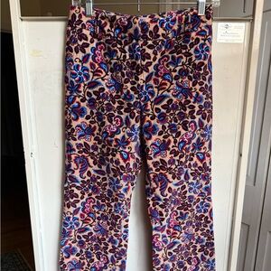 $635 La DoubleJ Women's Beige Floral Print 24/7 Flared Leg Pants